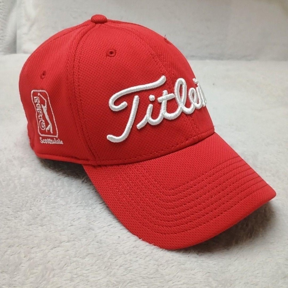 Titleist Golf Hat Cap Strap Back Men L Red TPC Scottsdale Breathable Performance
